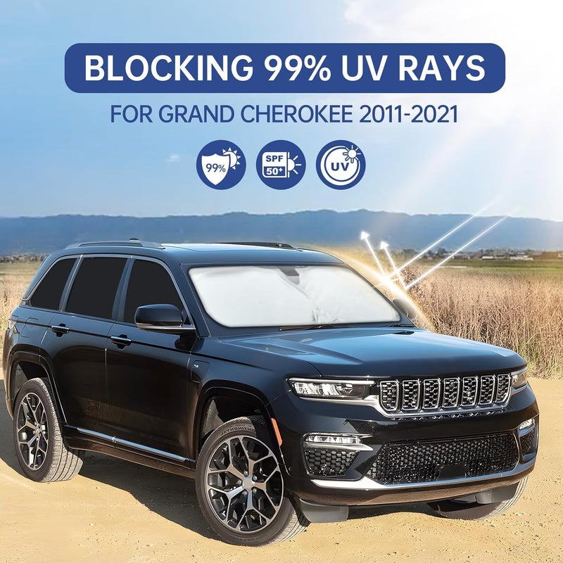 FSHAANY'S 8PCS Car Window Shades for Jeep Grand Cherokee 2011-2021, Window Covers for Grand Cherokee Windshield Side Rear Windows, Full Set Privacy Protection Car Sunshade with UV Blocking for Camping Napping - Image 5